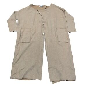 Free People Beach Fuzzy Oversized Open Front‎ & Back Longline Sweater Tan XS/S